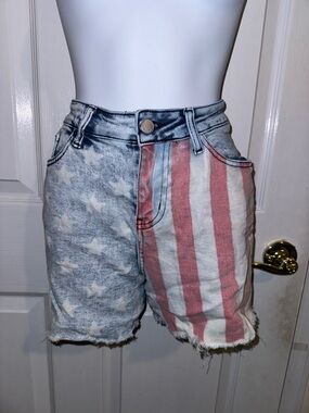 Judy Blue American Flag Print High-Waist Denim Shorts